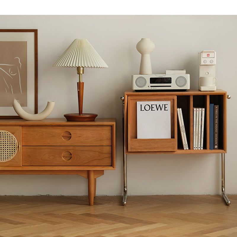 Modern Style Solid Wood Bookshelf Closed Back Bookcase with Doors