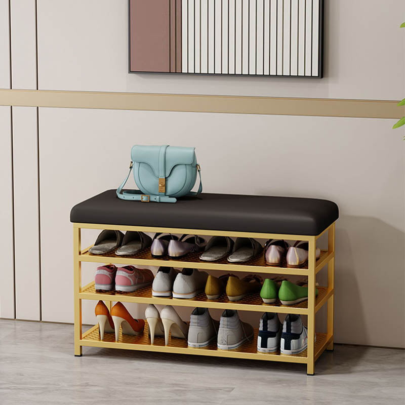 Modern Entryway Bench Cushioned Metal 12.5 Inch Width Seating Bench with Storage