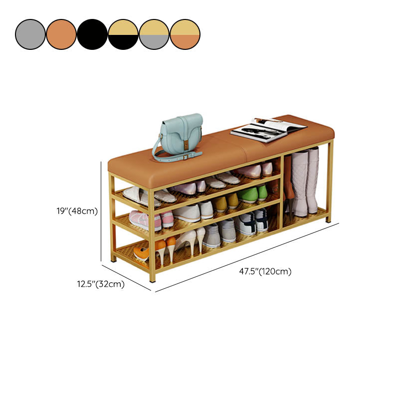 Modern Entryway Bench Cushioned Metal 12.5 Inch Width Seating Bench with Storage