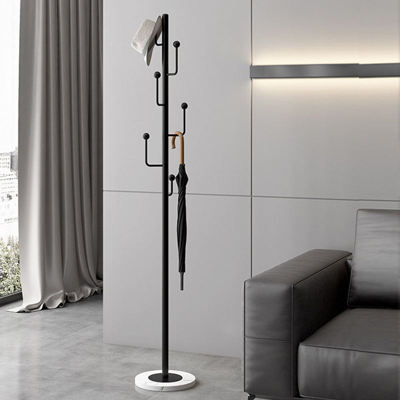 Free Standing Entry Hall Tree Marble Base Coat Hanger with 6 Hooks