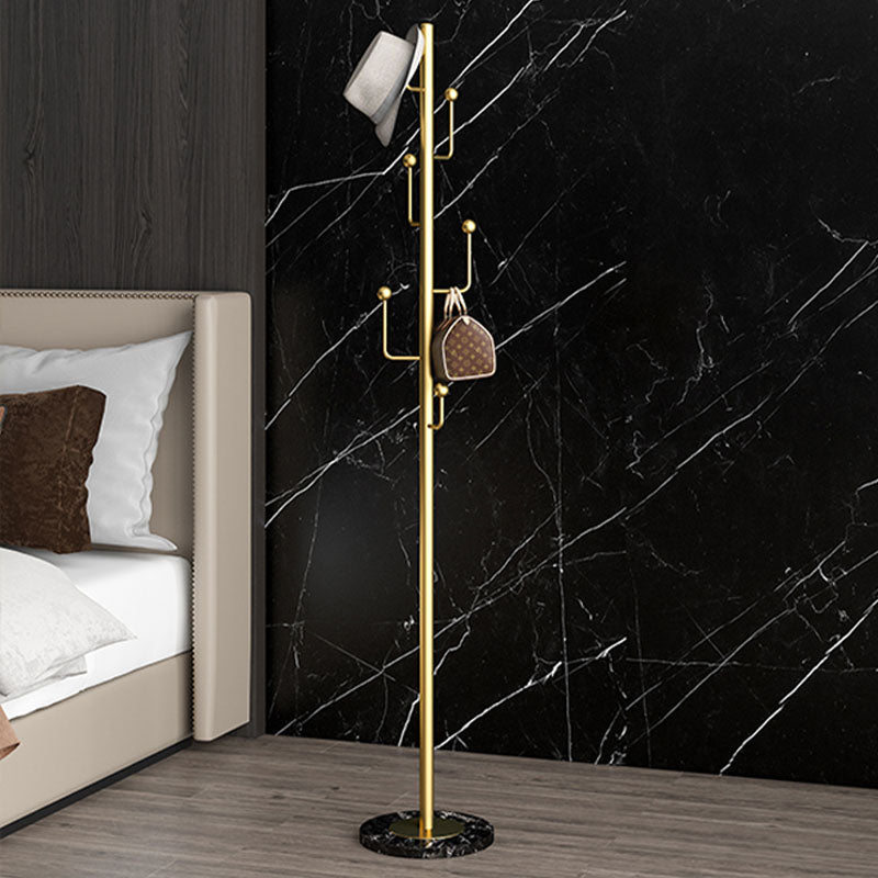 Free Standing Entry Hall Tree Marble Base Coat Hanger with 6 Hooks