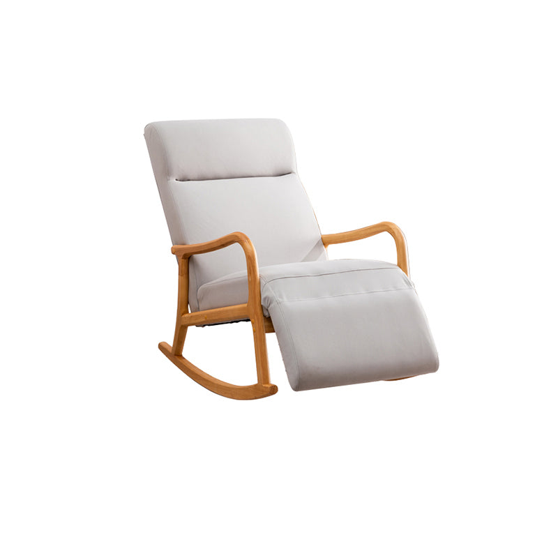 Wood Base Rocking Chair Leisure Upholstered Lazy Sofa Chair for Living Room