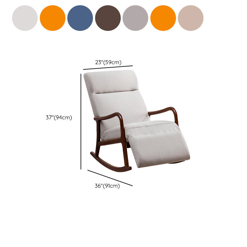Wood Base Rocking Chair Leisure Upholstered Lazy Sofa Chair for Living Room