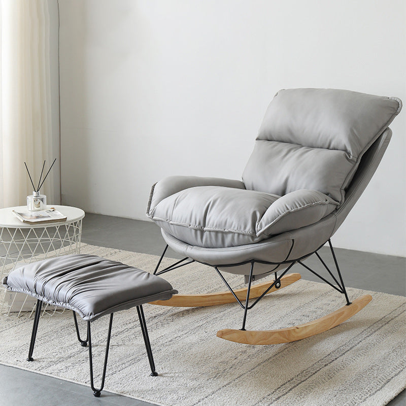 Contemporary Nursery Rocking Chair Indoor Sofa Rocking Chair with Ottoman and Cushion