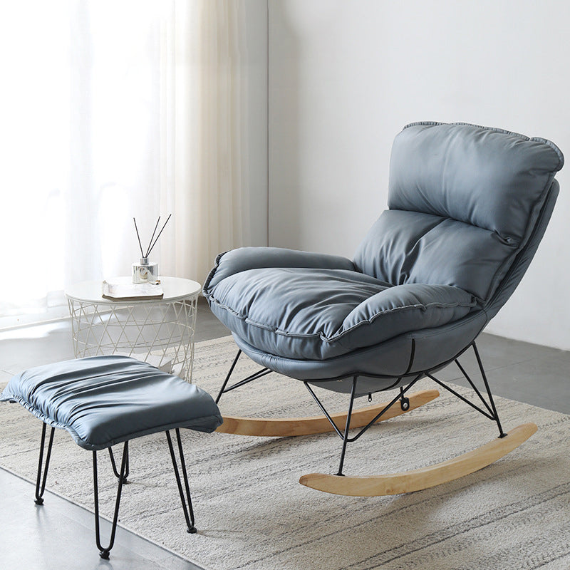 Contemporary Nursery Rocking Chair Indoor Sofa Rocking Chair with Ottoman and Cushion