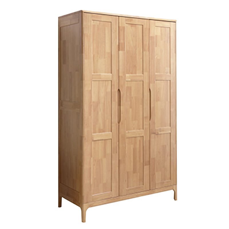 Rubber Wood Wardrobe Cabinet Contemporary Closet Back Hinged Wardrobe