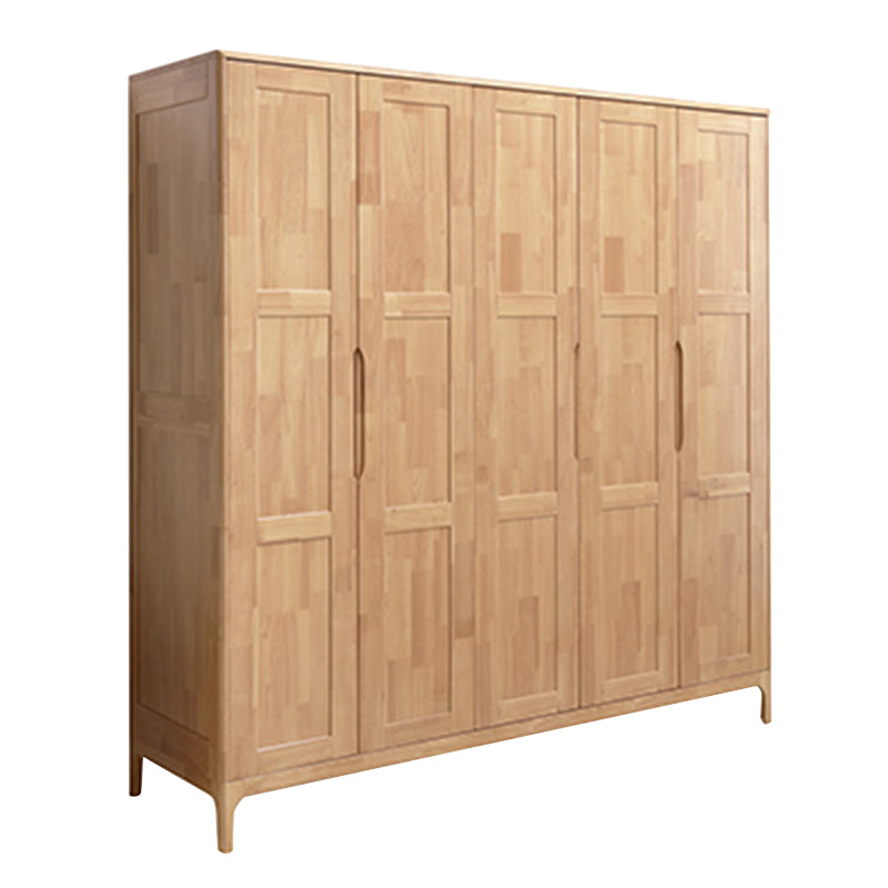 Rubber Wood Wardrobe Cabinet Contemporary Closet Back Hinged Wardrobe