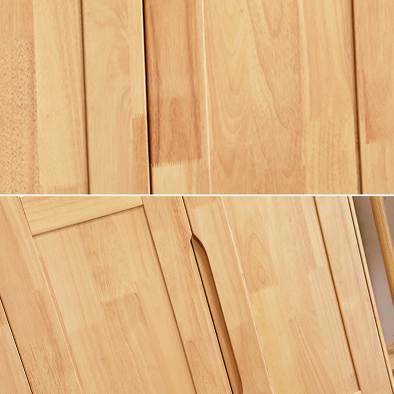 Rubber Wood Wardrobe Cabinet Contemporary Closet Back Hinged Wardrobe