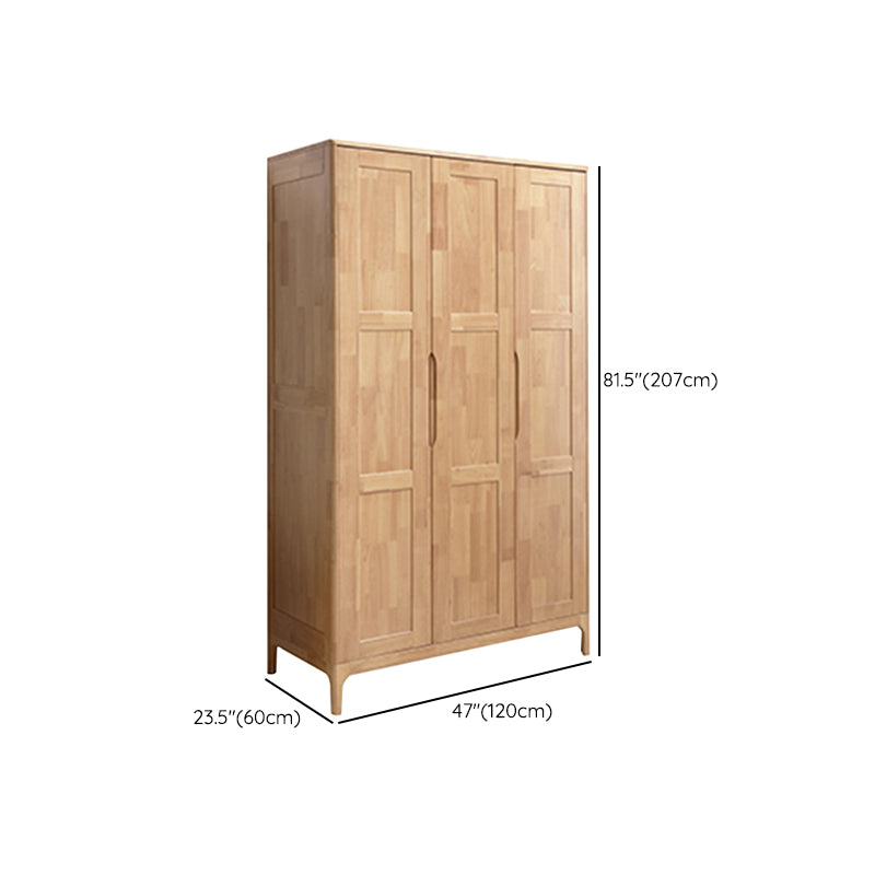 Rubber Wood Wardrobe Cabinet Contemporary Closet Back Hinged Wardrobe