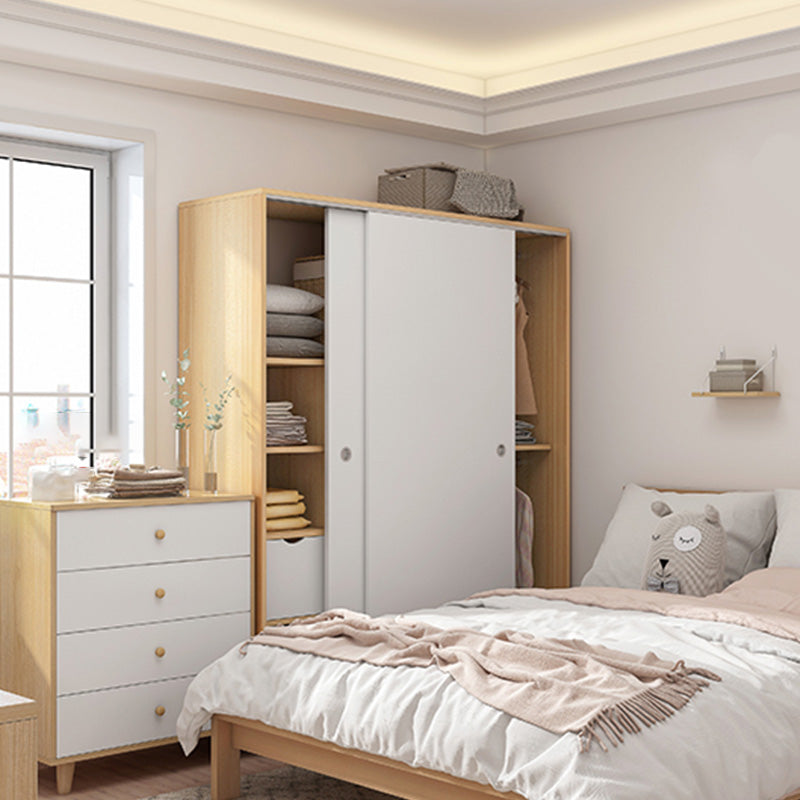 Rectangular Wardrobe Cabinet Modern Minimalist Wooden Wardrobe Armoire