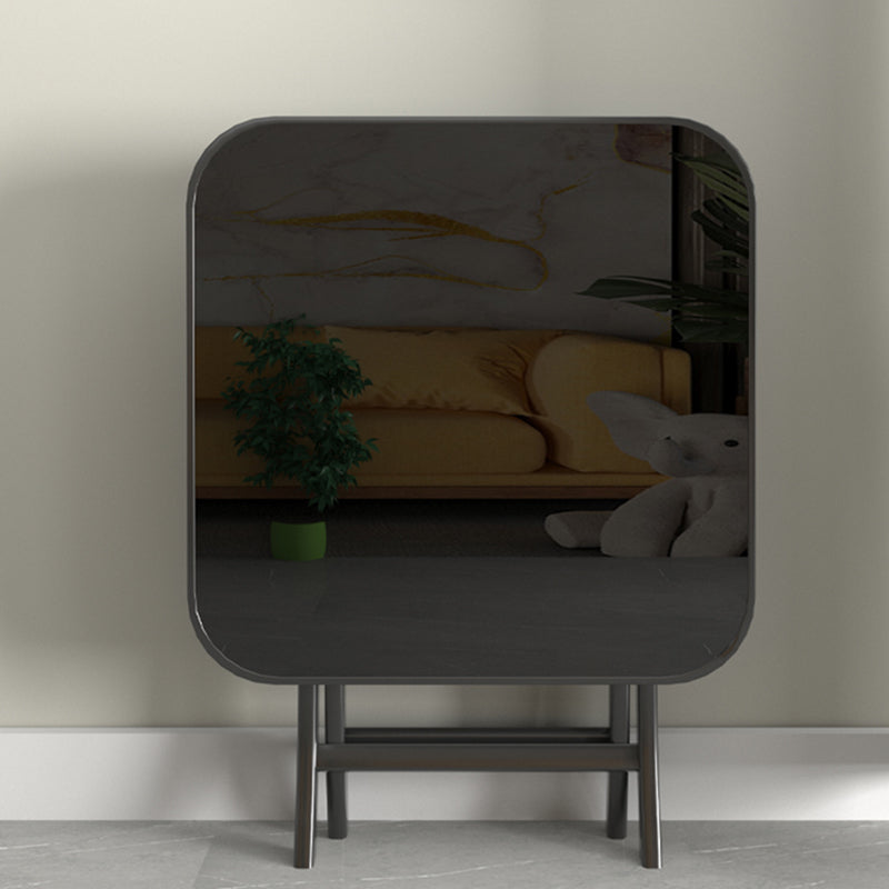 Modern Square Glass Desktop Collapsible Dining Table Metal Legs for Dining Room