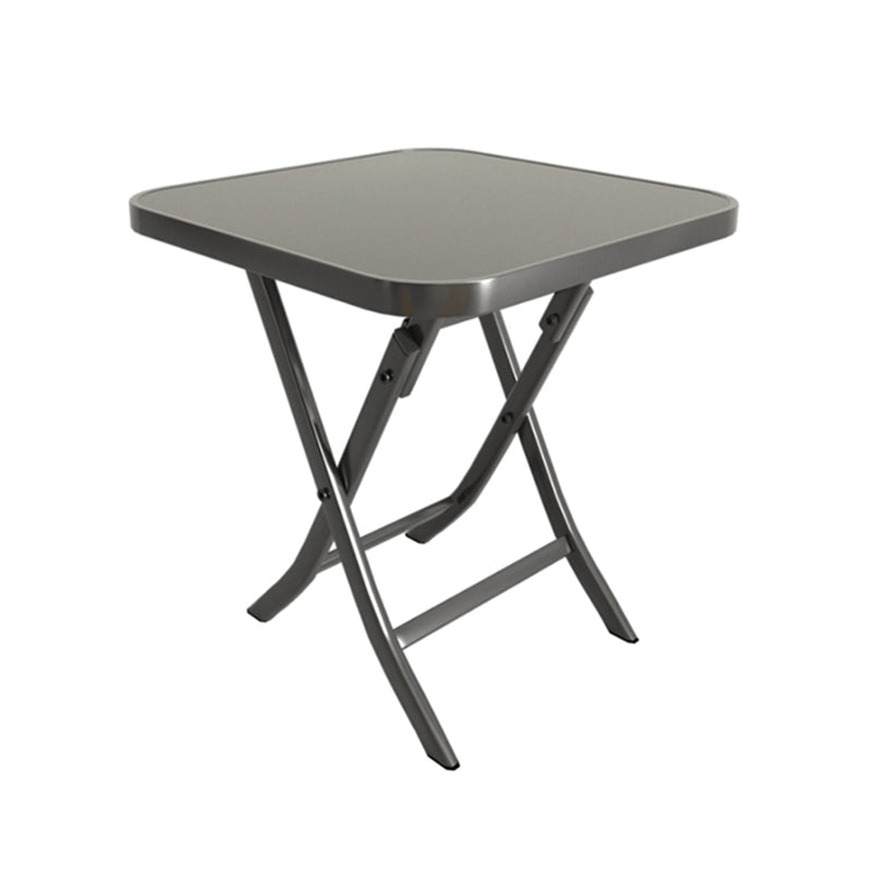 Modern Square Glass Desktop Collapsible Dining Table Metal Legs for Dining Room