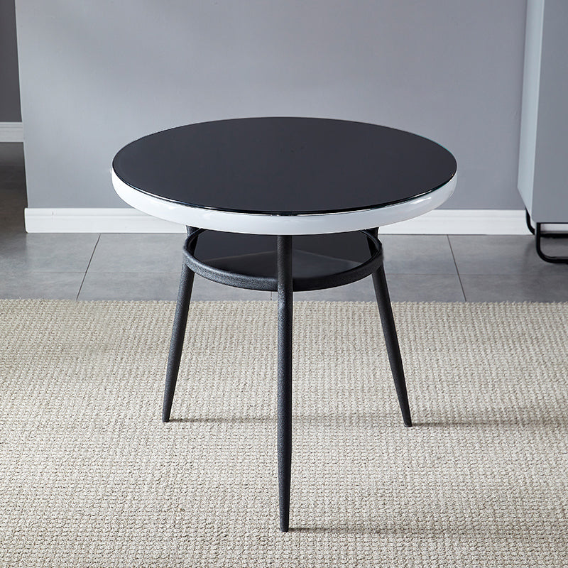 Modern Round Glass Desktop Storable Dining Table for Dining Room
