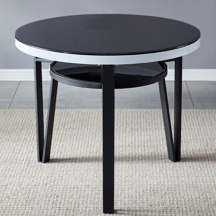 Modern Round Glass Desktop Storable Dining Table for Dining Room