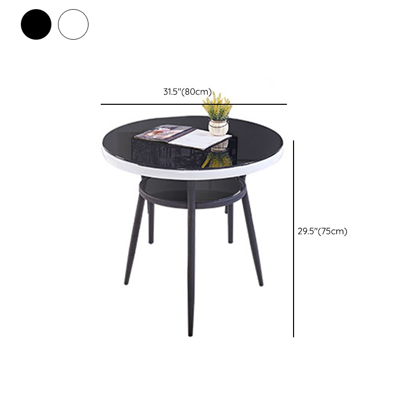 Modern Round Glass Desktop Storable Dining Table for Dining Room