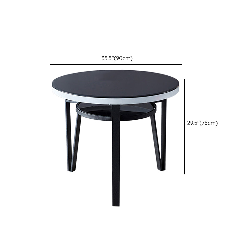 Modern Round Glass Desktop Storable Dining Table for Dining Room