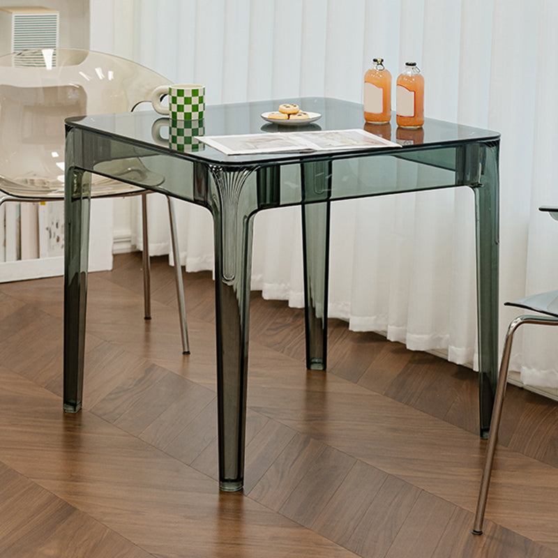 Modern Tempered Glass Desktop Geometric Acrylic Legs Dining Table for Dining Room