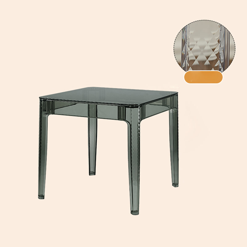 Modern Tempered Glass Desktop Geometric Acrylic Legs Dining Table for Dining Room