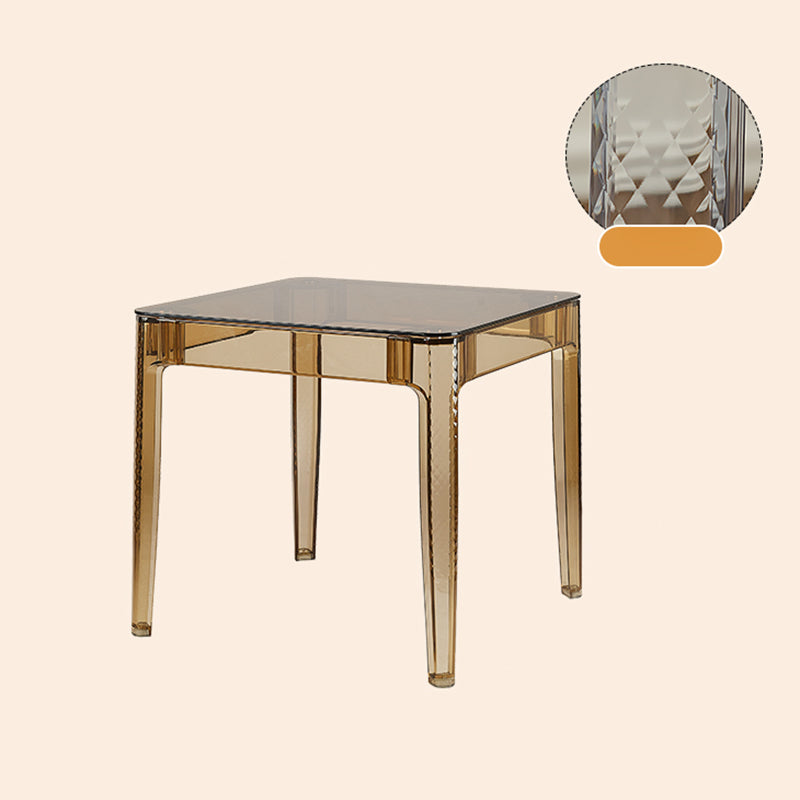 Modern Tempered Glass Desktop Geometric Acrylic Legs Dining Table for Dining Room
