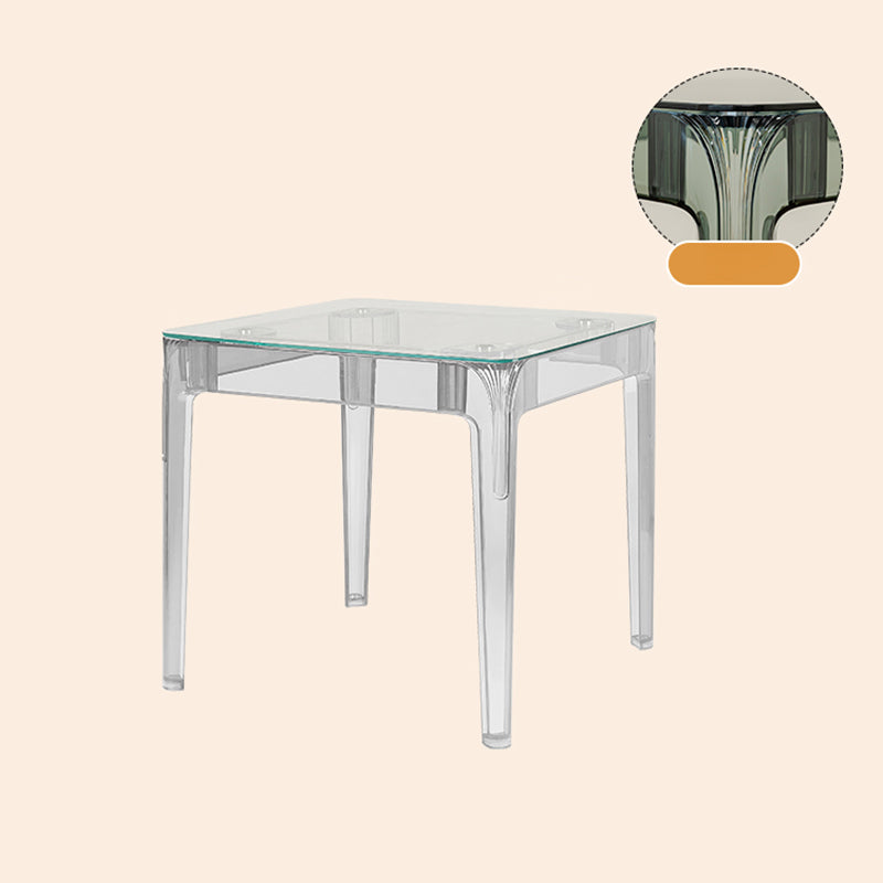 Modern Tempered Glass Desktop Geometric Acrylic Legs Dining Table for Dining Room