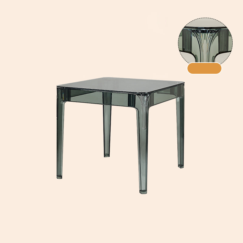 Modern Tempered Glass Desktop Geometric Acrylic Legs Dining Table for Dining Room