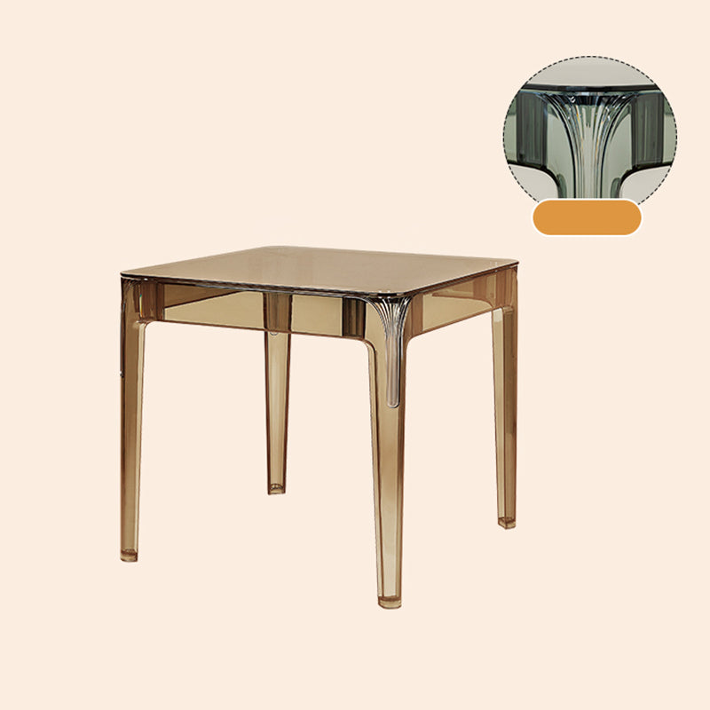 Modern Tempered Glass Desktop Geometric Acrylic Legs Dining Table for Dining Room