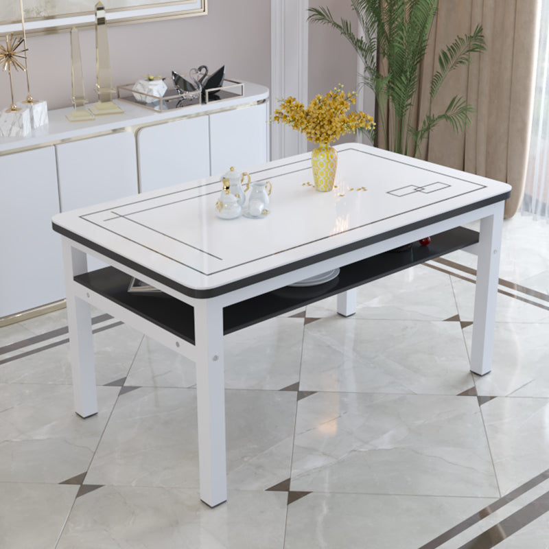 Modern Tempered Glass Desktop Rectangle Dining Table for Dining Room