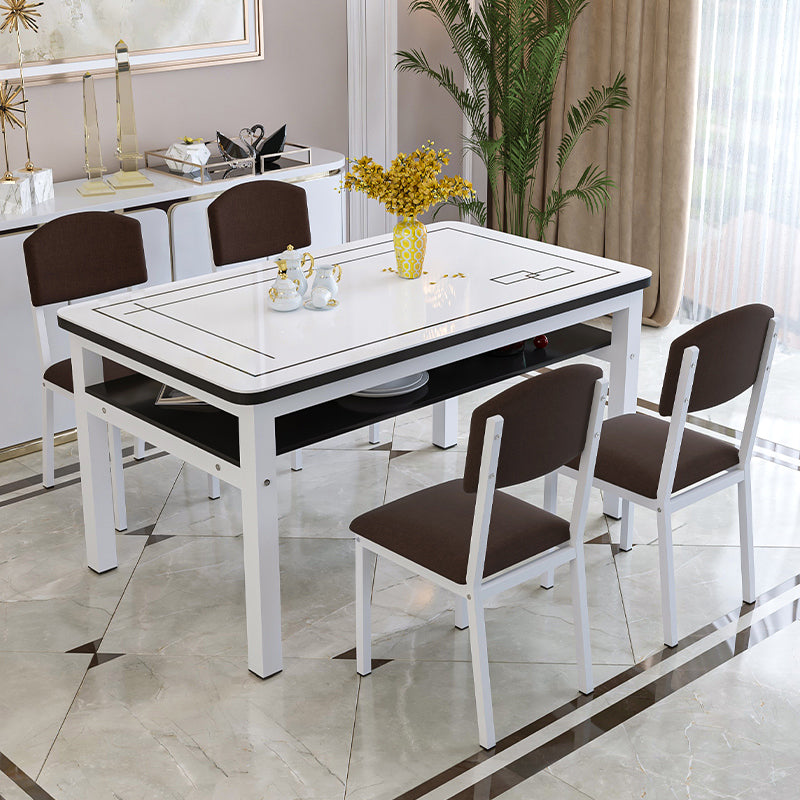 Modern Tempered Glass Desktop Rectangle Dining Table for Dining Room