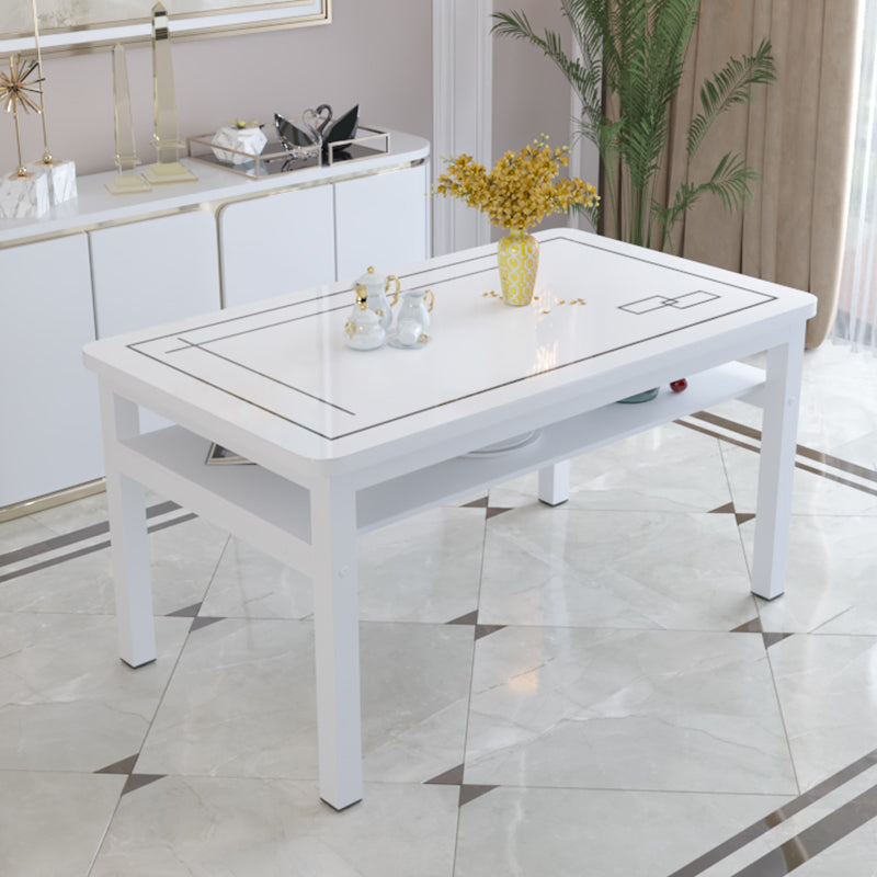 Modern Tempered Glass Desktop Rectangle Dining Table for Dining Room
