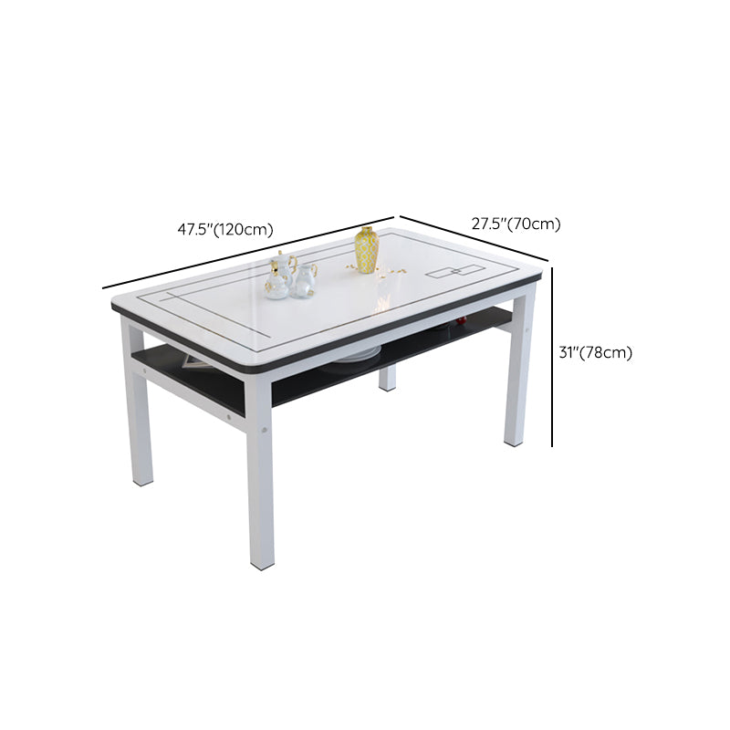 Modern Tempered Glass Desktop Rectangle Dining Table for Dining Room