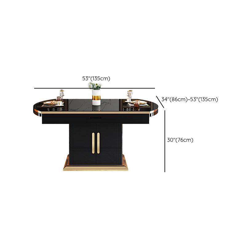 Modern Collapsible Tempered Glass Desktop Dining Table with Lockers for Dining Room