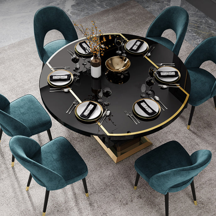 Modern Round Tempered Glass Desktop Collapsible Dining Table for Dining Room