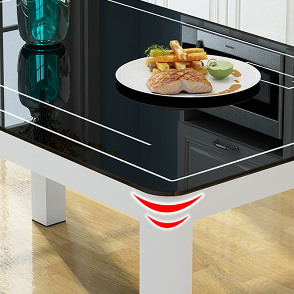 Modern Glass Desktop Rectangle Dining Table 4 Legs for Dining Room