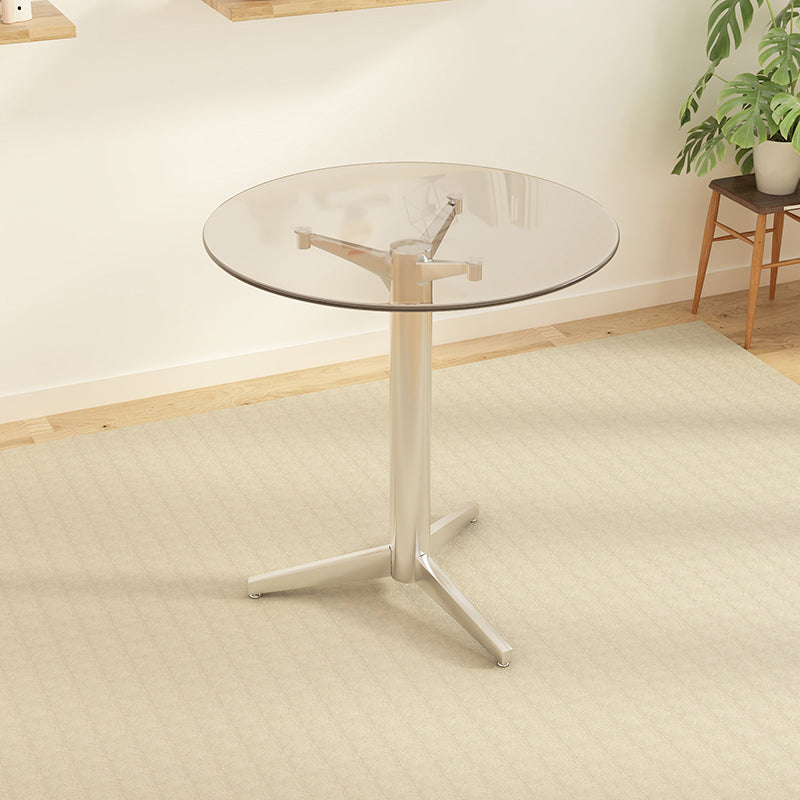 Modern Glass Desktop Geometric Dining Table Metal Base for Dining Room