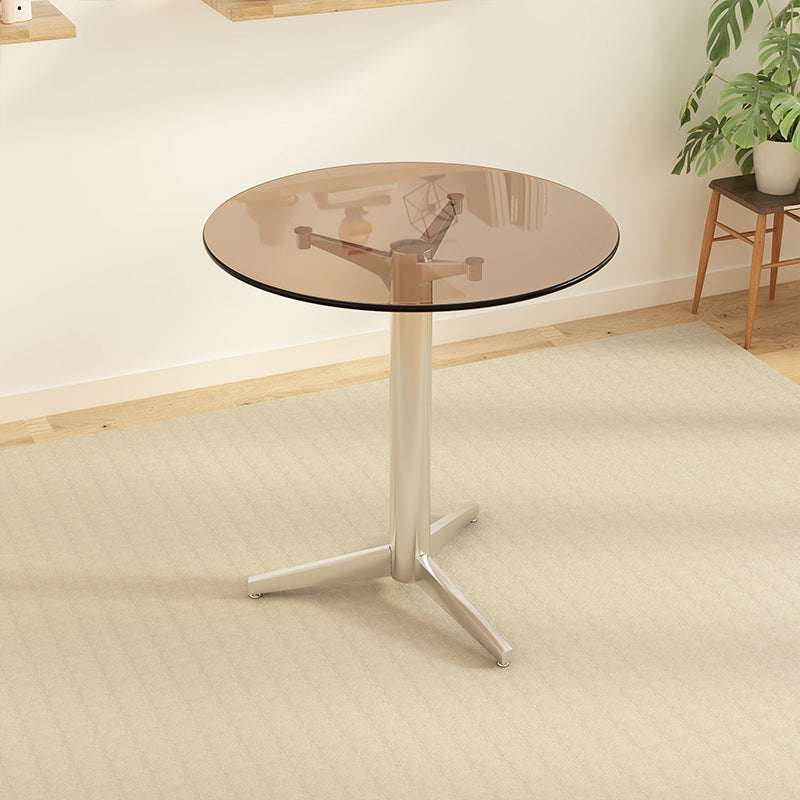Modern Glass Desktop Geometric Dining Table Metal Base for Dining Room