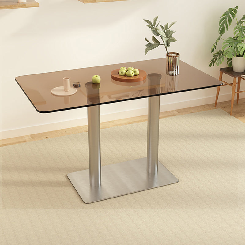Modern Glass Desktop Geometric Dining Table Metal Base for Dining Room