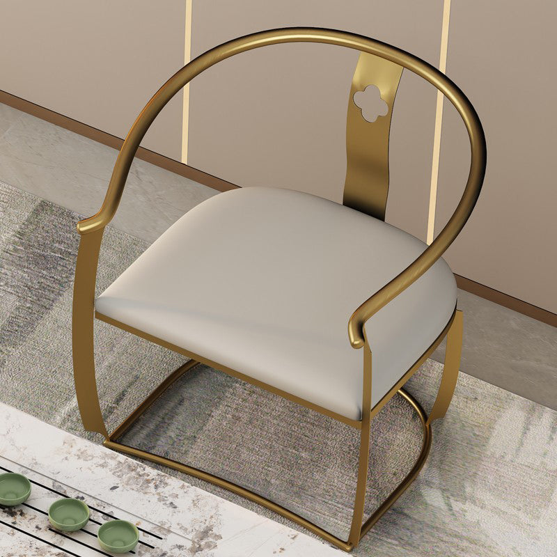 Modern Armrest Backrest Cushion Chair with Metal Base for Living Room