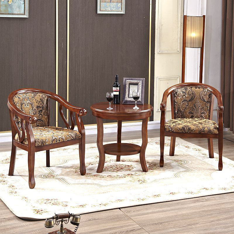 Modern Simple Arm Chair Wooden Base Upholstered Guest Chair for Dining Room