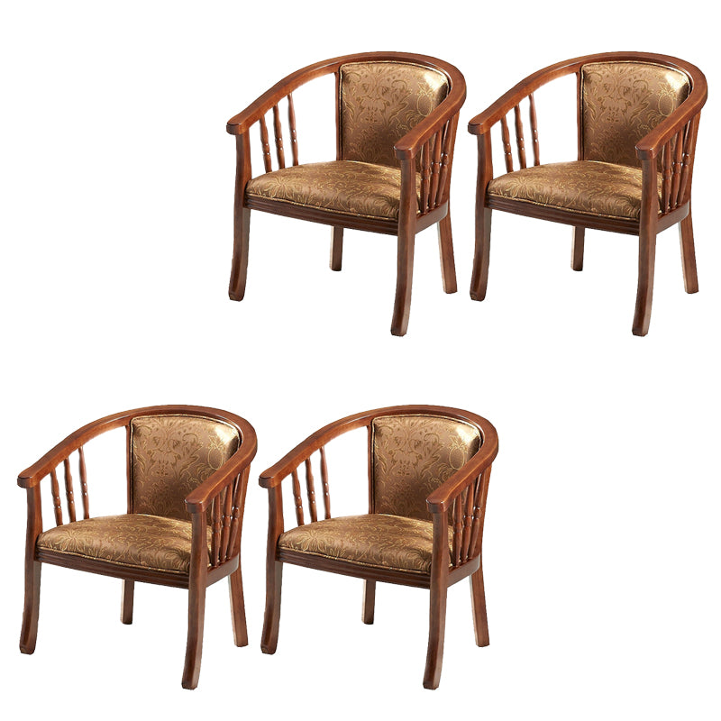 Modern Simple Arm Chair Wooden Base Upholstered Guest Chair for Dining Room