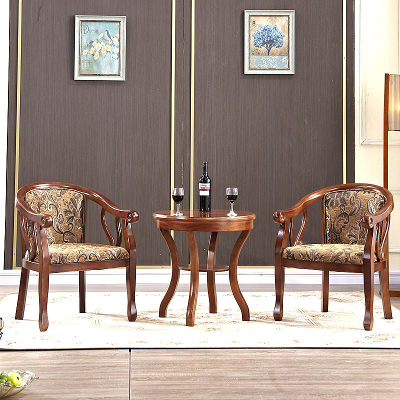 Modern Simple Arm Chair Wooden Base Upholstered Guest Chair for Dining Room