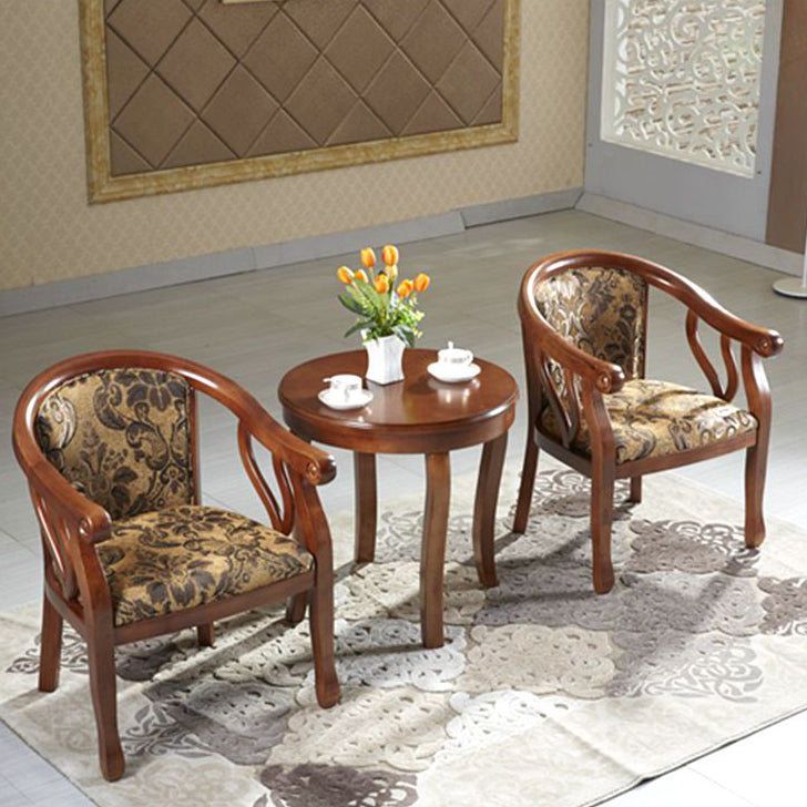 Modern Simple Arm Chair Wooden Base Upholstered Guest Chair for Dining Room