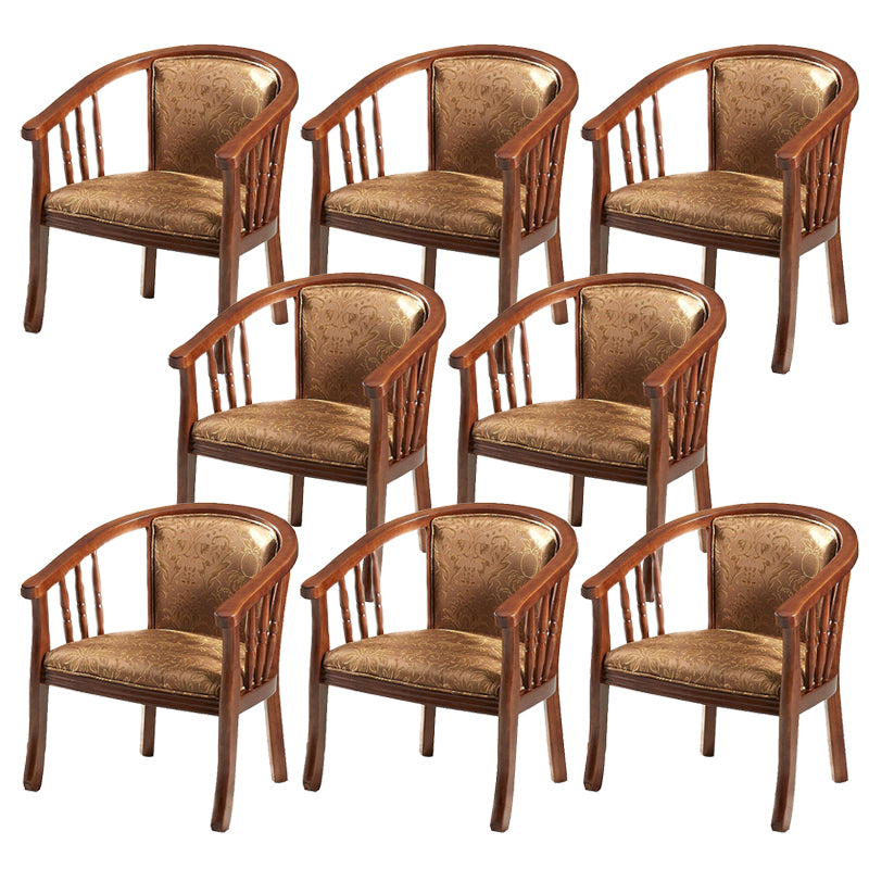 Modern Simple Arm Chair Wooden Base Upholstered Guest Chair for Dining Room