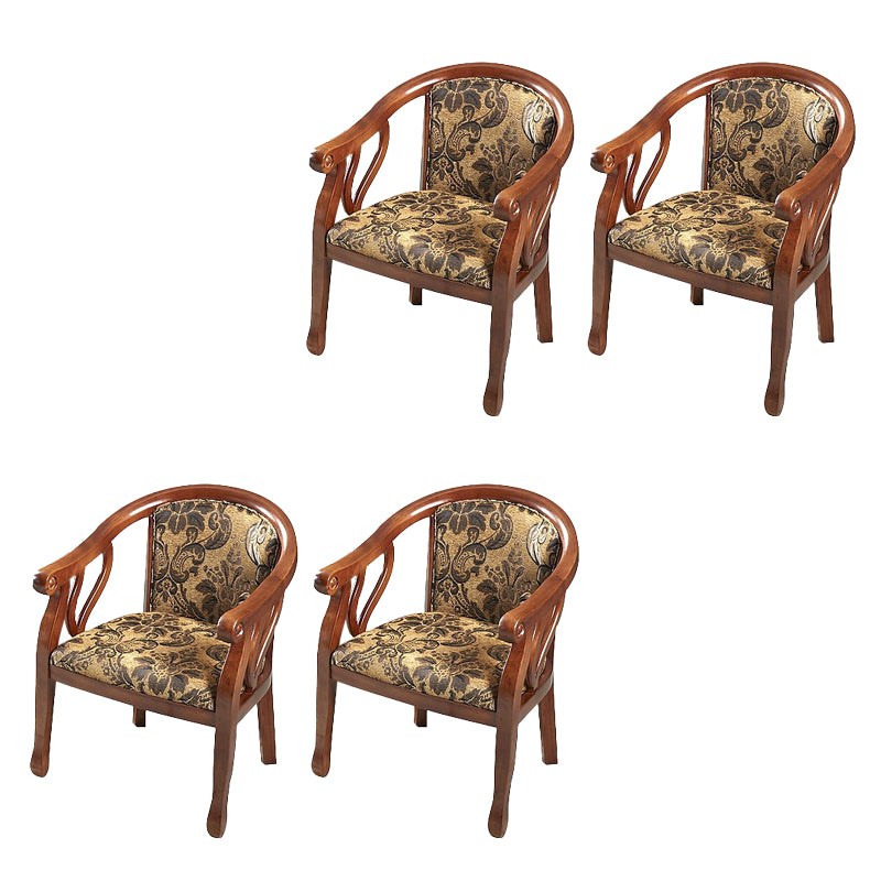 Modern Simple Arm Chair Wooden Base Upholstered Guest Chair for Dining Room
