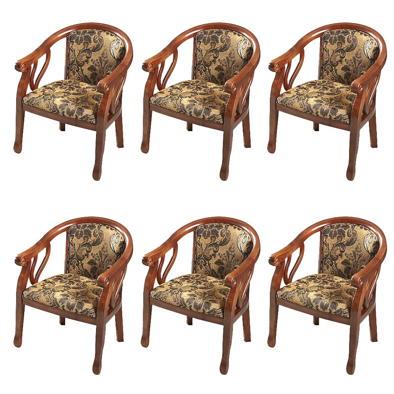 Modern Simple Arm Chair Wooden Base Upholstered Guest Chair for Dining Room