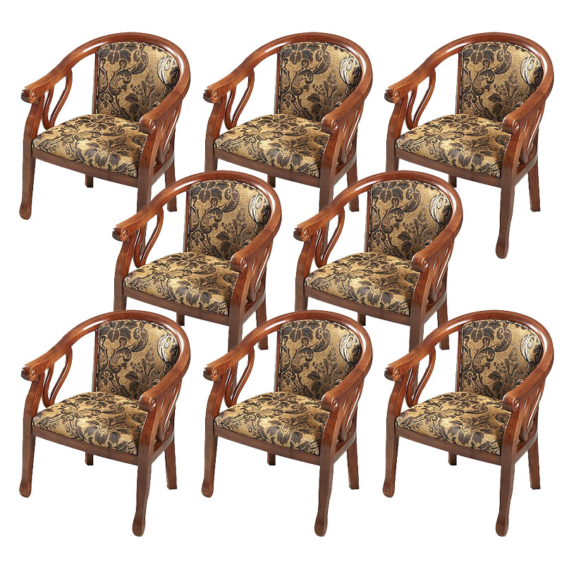 Modern Simple Arm Chair Wooden Base Upholstered Guest Chair for Dining Room