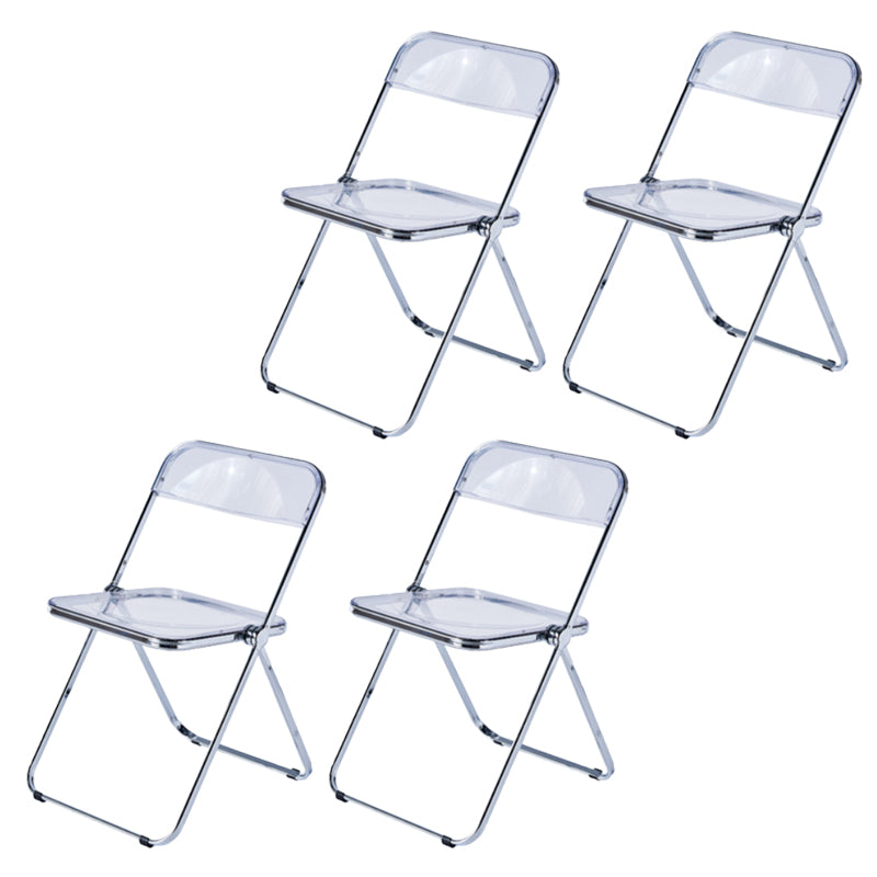 Modern Foldable Backrest Acrylic Chair with Metal Legs for Dining Room