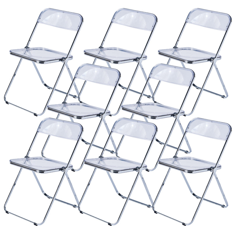 Modern Foldable Backrest Acrylic Chair with Metal Legs for Dining Room