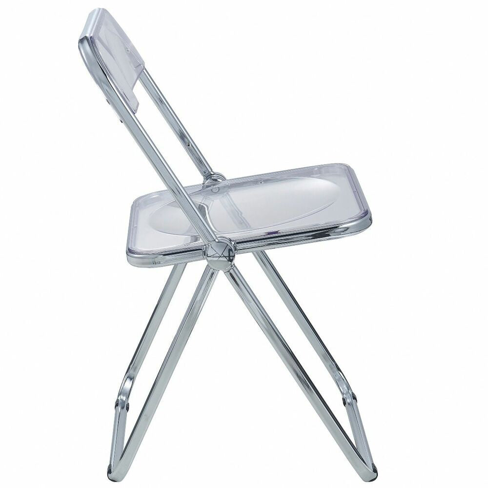 Modern Foldable Backrest Acrylic Chair with Metal Legs for Dining Room