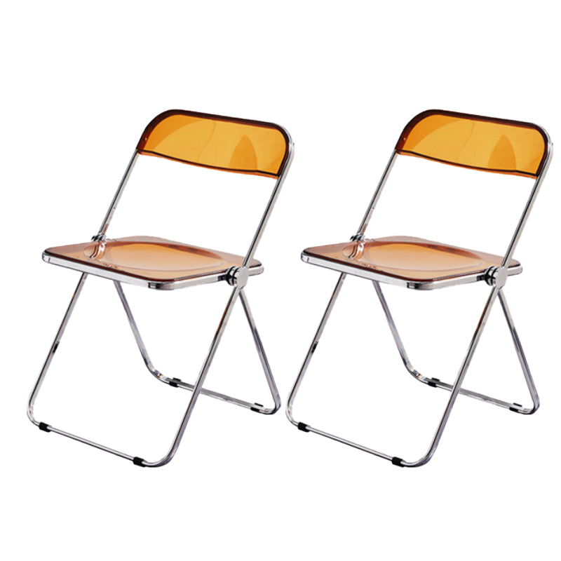 Modern Foldable Backrest Acrylic Chair with Metal Legs for Dining Room