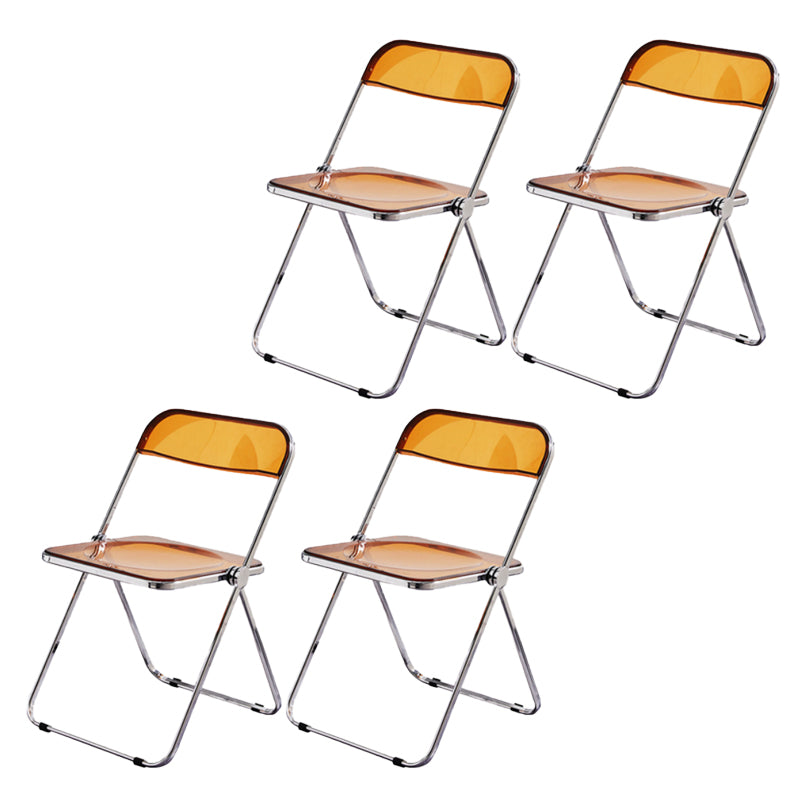 Modern Foldable Backrest Acrylic Chair with Metal Legs for Dining Room